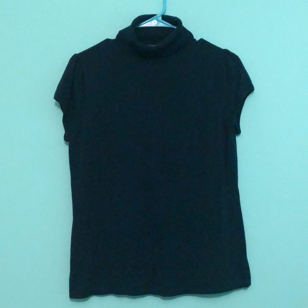 Ann Taylor Short sleeve Turtleneck top blue Large